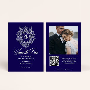 Reserve A Data Crest Antique Formal Azul Escuro Foto e Código Q