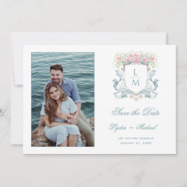 Reserve A Data Crest de Casamento Elegante com Rosas | Monograma