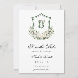 Reserve A Data Crest Floral Branco Casamento
