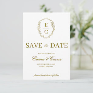 Reserve A Data Crest Monograma Heritage RSVP Bronze Casamento