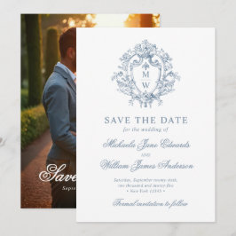 Reserve A Data Crest Vintage Regency com Monograma e Foto de Casa