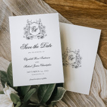 Crestas Florais Monograma de Casamento Elegante Fo