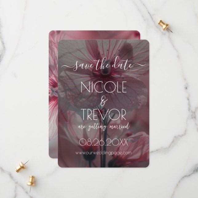 Reserve A Data Crie o seu - Flores Translúcidas Rosa (Frente/Verso In Situ)