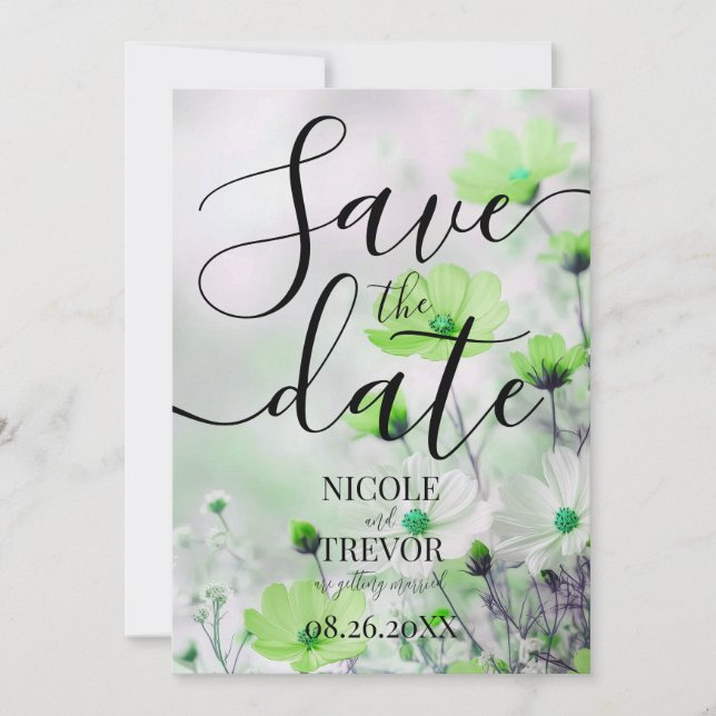 Reserve A Data Crie Seu Próprio Casamento de Flores Verdes Simple (Frente)
