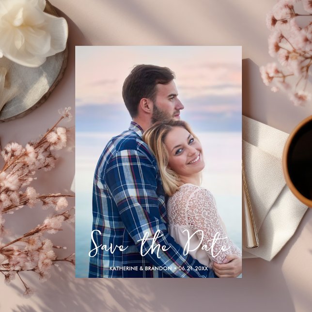 Reserve A Data Crie Sua Foto Simples De Casal De Casamento (Front of Card - Modern Photo Save the Date)