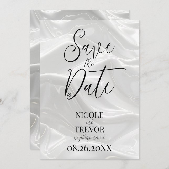 Reserve A Data Crie suas próprias ondas brancas personalizadas (Frente/Verso)