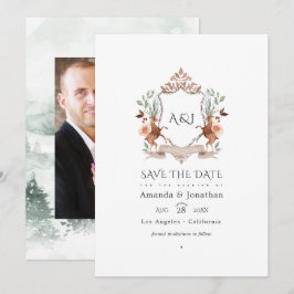 Reserve A Data Crista de Louro da Floresta Monograma de Casamento