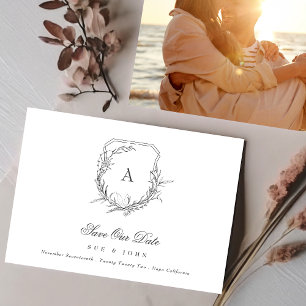 Reserve A Data crista de monograma floral botânico clássico foto