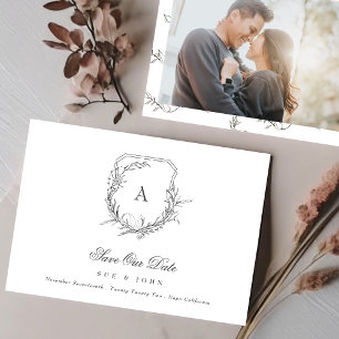 Reserve A Data crista tradicional de monograma floral botânico cl