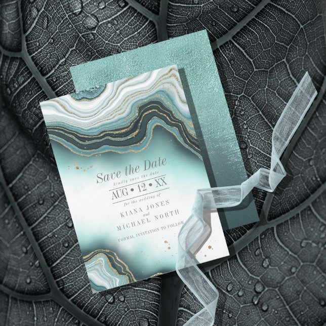 Reserve A Data Crystal Agate Wedding Teal ID825 (Criador carregado)