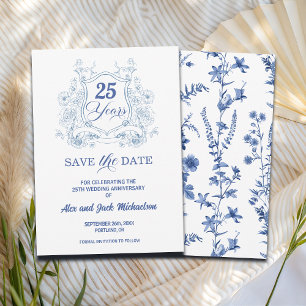 Reserve A Data Cume Elegante Vintage de Bodas de 25 Anos