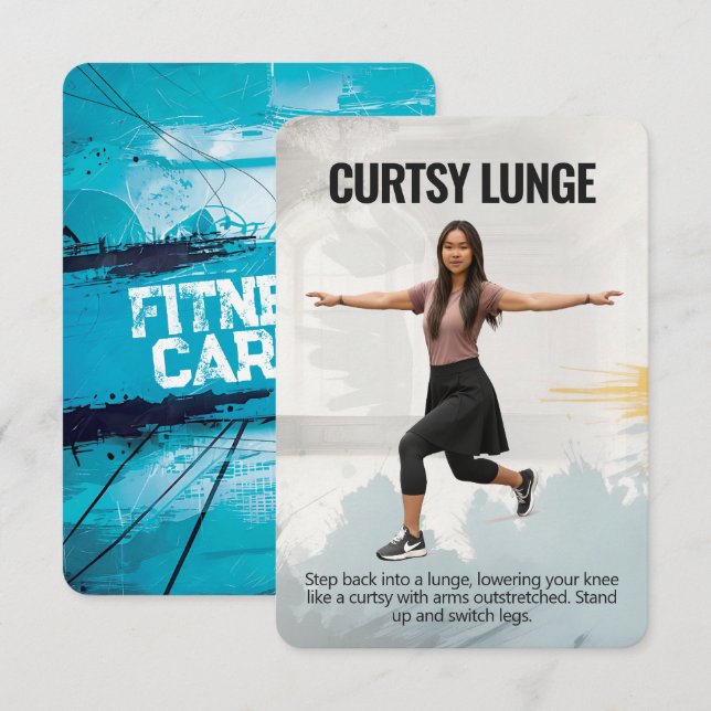 Reserve A Data Curtsy Lunge Fitness Card with Blue Backing (Frente/Verso)