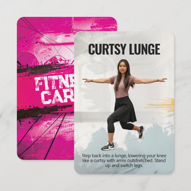 Reserve A Data Curtsy Lunge Fitness Card with Pink Backing (Frente/Verso)