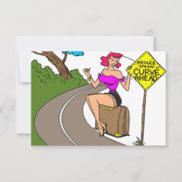 Reserve A Data Curva à frente, mulher Bonito em uma estrada, Engr