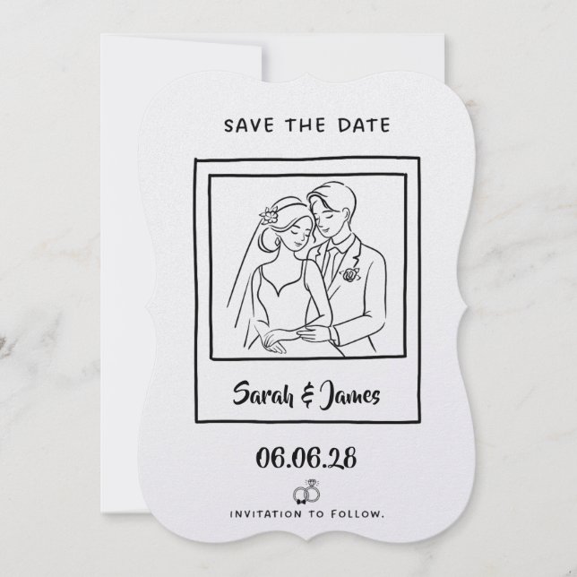 Reserve A Data Customizable Save the Date  Bride groom (Frente)