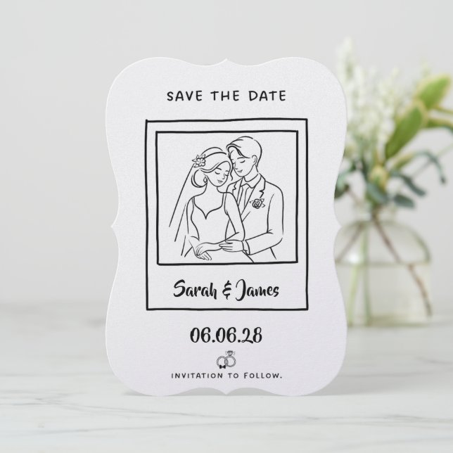 Reserve A Data Customizable Save the Date  Bride groom  (Em pé/Frente)