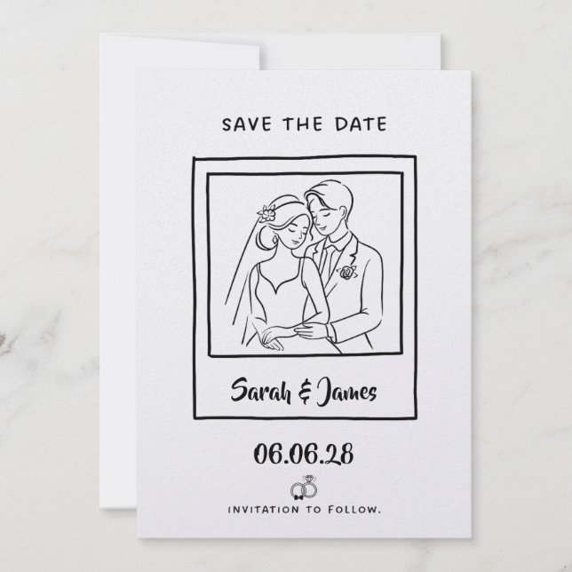 Reserve A Data Customizable Save the Date  Bride groom (Frente)