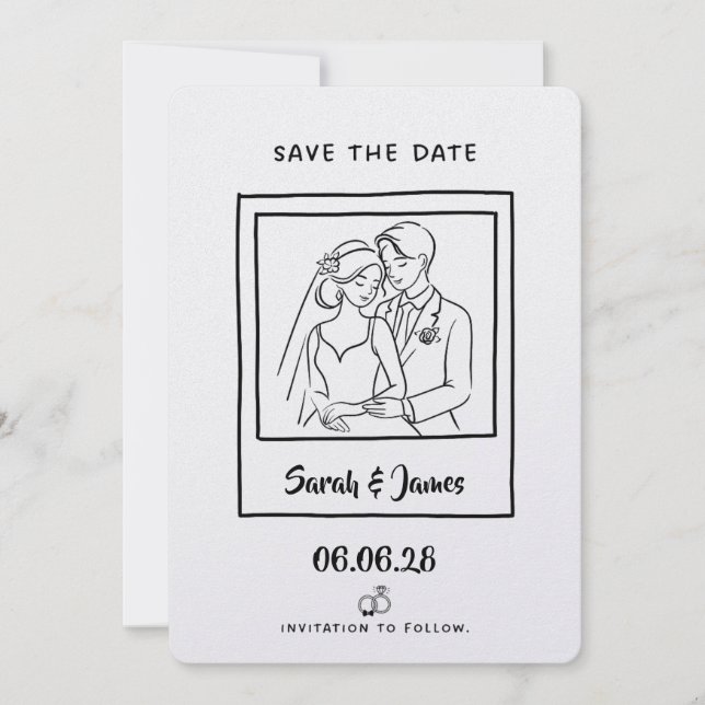 Reserve A Data Customizable Save the Date  Bride groom (Frente)
