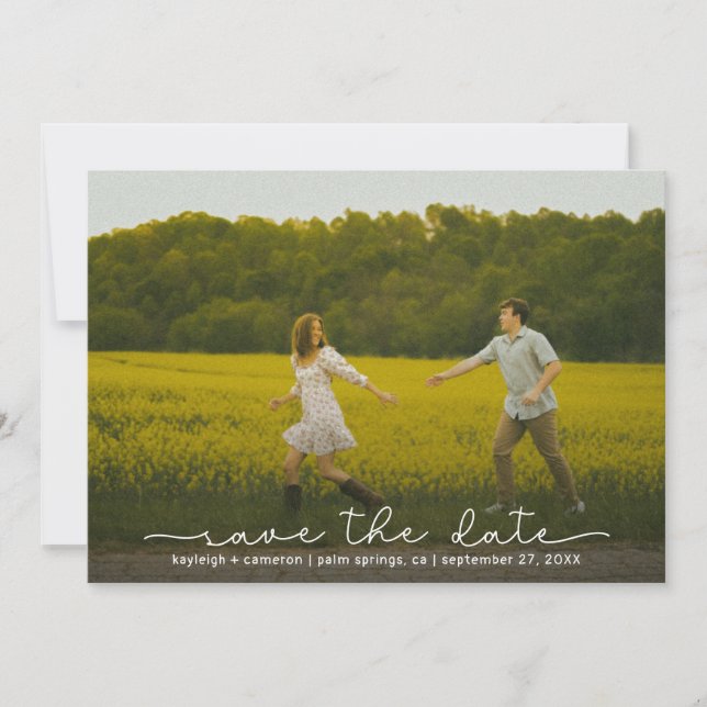 Reserve A Data Cute Boho Script Modern Save The Date Card (Frente)