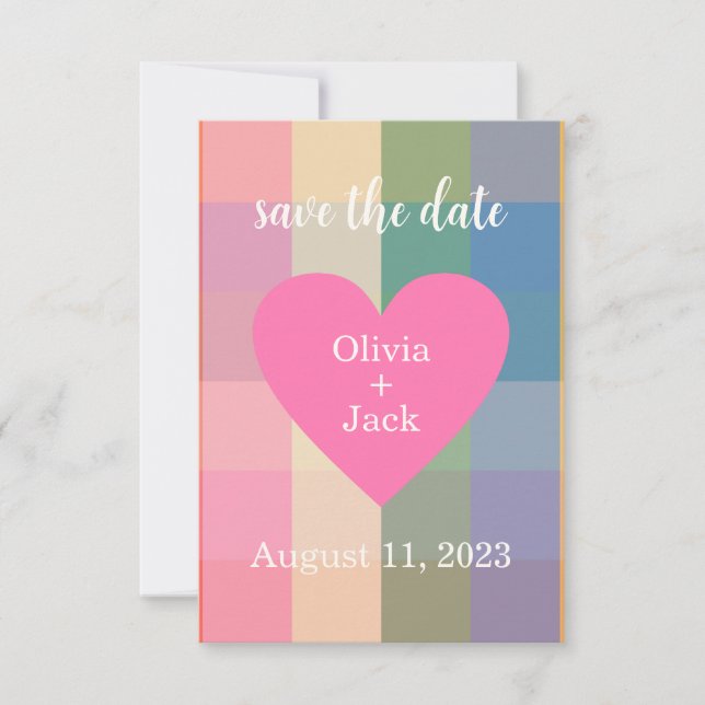 Reserve A Data Cute Gingham Heart Save The Date (Frente)