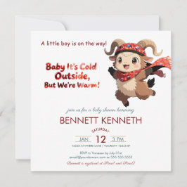 Reserve A Data Cute Ram Winter Boy Baby Shower Invitation