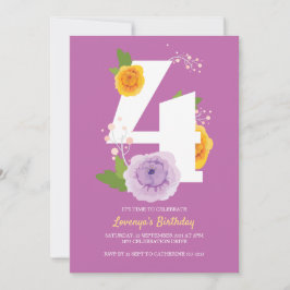 Reserve A Data Cute Watercolor Floral Kids 4º Festa de Aniversári