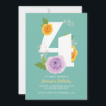 Reserve A Data Cute Watercolor Floral Kids 4º Festa de Aniversári<br><div class="desc">Este marco "Cute Watercolor Floral Kids" 4º Convite de festas de Aniversário oferece um bom tema de jardim motif floral para uma apresentação elegante e divertida para a quarta celebração de aniversário do seu filho!</div>