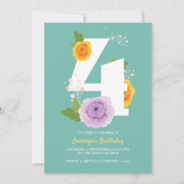 Reserve A Data Cute Watercolor Floral Kids 4º Festa de Aniversári