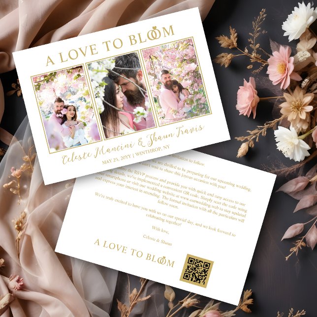 Reserve A Data Cute Wedding Rings Luxurious 3 Multi Photos (Cute Wedding Rings Luxurious 3 Multi Photos in Fake Gold Save the Date Card with Envelope,)