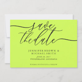 Reserve A Data Cyber Lime Jet Black Wedding Save Date Photo