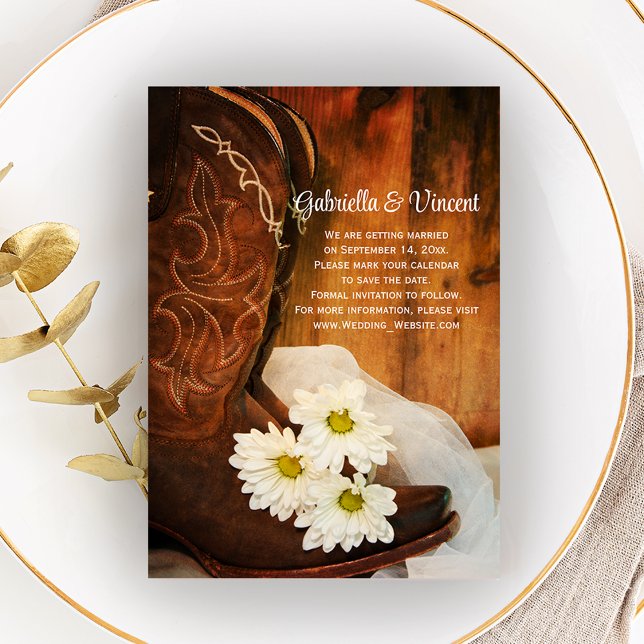 Reserve A Data Daisies Cowboy Boots Western Weding Date (Criador carregado)