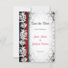 Reserve A Data Damasco de Casamento Moderno em Branco, Preto e Ve