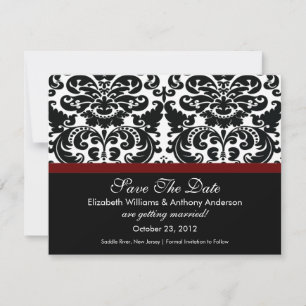 Reserve A Data Damask Save The Date Announklot Merlot Red