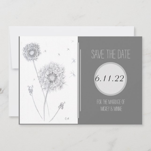 Reserve A Data Dandelion Flat Save The Date Card (Frente)