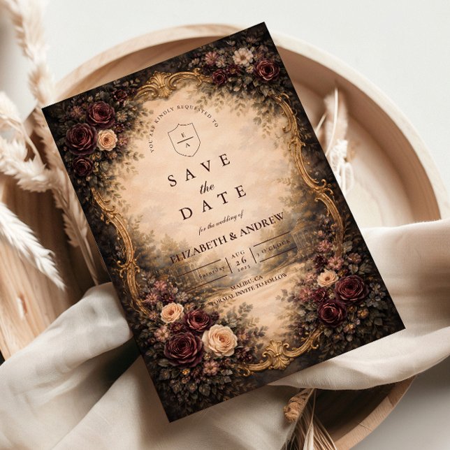 Reserve A Data Dark Baroque Floral Wedding (Criador carregado)