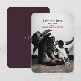 Reserve A Data Dark Moody Western Cowboy Skull Rose Wedding Save 