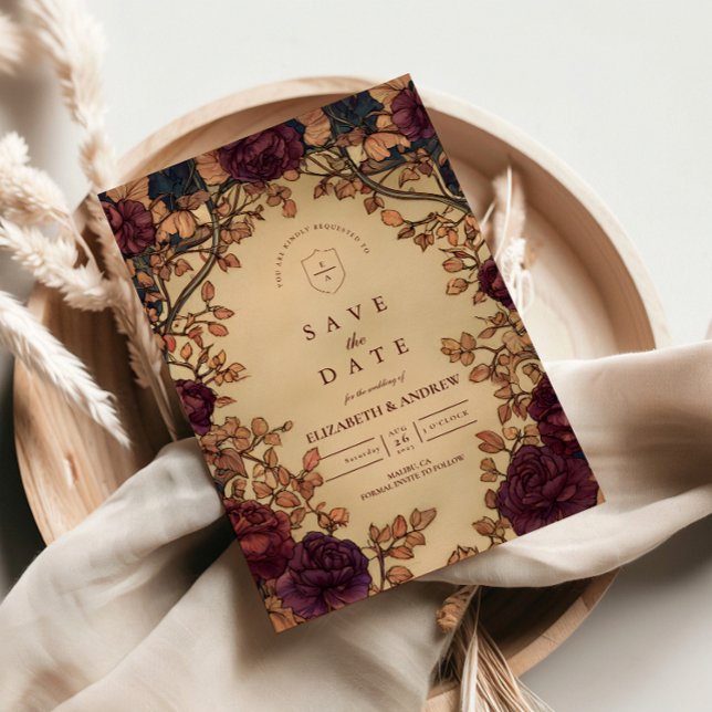 Reserve A Data Dark Romantic Floral Wedding (Criador carregado)