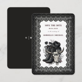 Reserve A Data Dark Western Cowboy Gothic Lace Save The Date