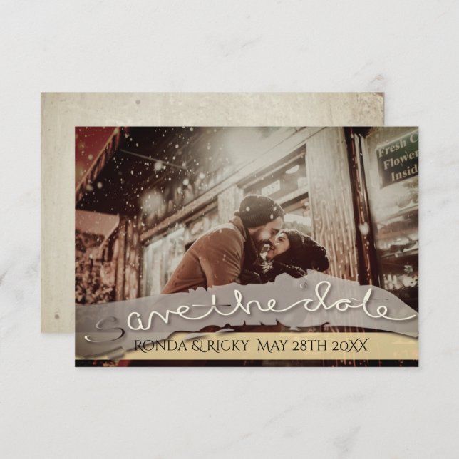 Reserve A Data Data de casamento personalizada da "Salvar a data" (Frente/Verso)