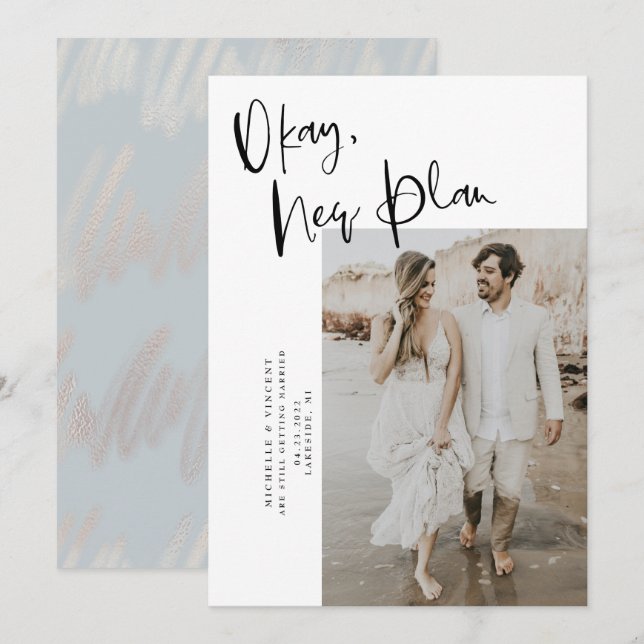 Reserve A Data Data de Mudança de Plano de Casamento Moderno Salv (Frente/Verso)