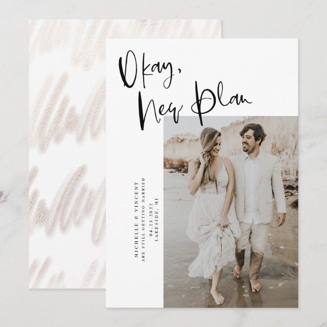 Reserve A Data Data de Mudança do Novo Plano de Casamento Moderno (Frente/Verso)