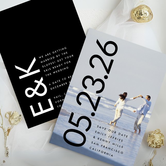 Reserve A Data DATA de Negrito de Fotografia Premium Ultra Modern (Criador carregado)