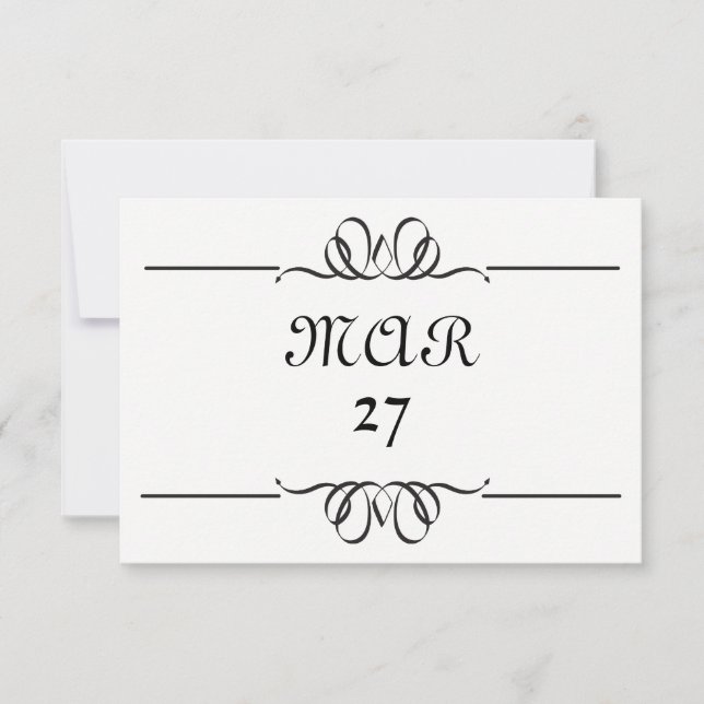 Reserve A Data Data Grande Preta e Branca - 3x5 Salvar a Data (Frente)