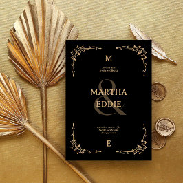Reserve A Data Deco Moderno | Fundo Preto e Dourado para Fotos de