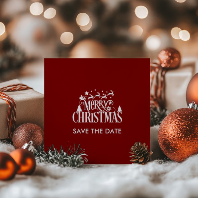 Reserve A Data Deep Red Christmas BrunParty (Deep Red Christmas Brunch Party Save The Date)