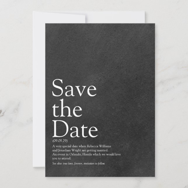 Reserve A Data Definição de Save the Date Minimalista de Lousa (Frente)