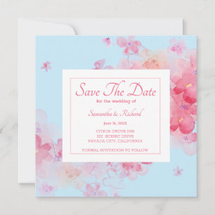 Reserve A Data Delicado Aquarela Azul Floral