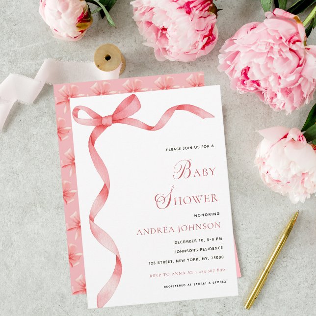 Reserve A Data Delicar Arco de Fita Rosa Moderno Chá de fraldas R (Criador carregado)