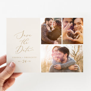 Reserve A Data Delicar Colagem de Fotos do Cream 3 Dourado Salvar