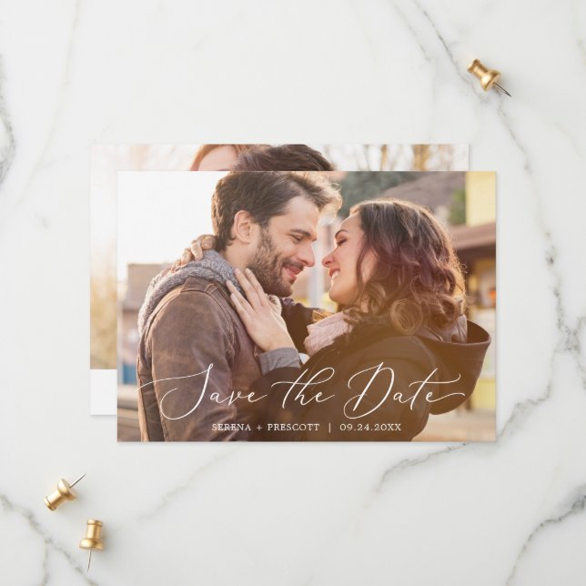 Reserve A Data Delicar Foto Escura Horizontal de Caligrafia Preta (Frente/Verso In Situ)